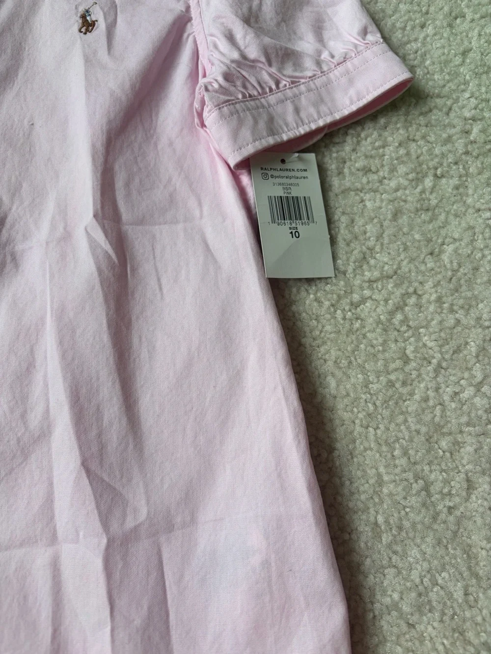 Ralph Lauren Light Pink Short-Sleeve Button-Down Shirt